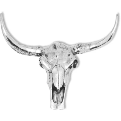 Image of vidaXL Skull Head Decoration Wall Mounted Aluminium Silver