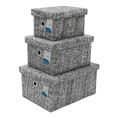 Image of JVL Urban Set of 3 Rectangle Paper Storage Baskets, Medium