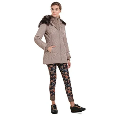 Image of Desigual Women&#039;s Beige Maca Padded Coat Jacket 40 UK 12