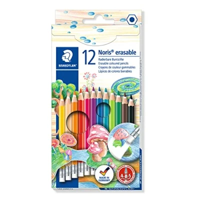 Image of Noris Club 19.6 x 9.6 1 cm Erasable Colouring Pencils 144 50NC12, Assorted, Pack 12