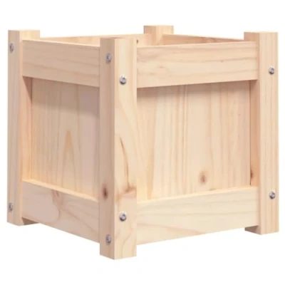 Image of vidaXL Solid Pine Wood Garden Planter Rustic Plant Box for Outdoor Patio, Balcony, Large Capacity and Easy Assembly Decorative Flower Pot