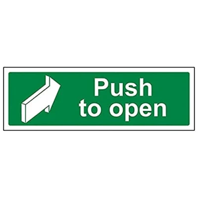 Image of V Safety Safe Condition Door Push to Open 600 x 200 mm Sign