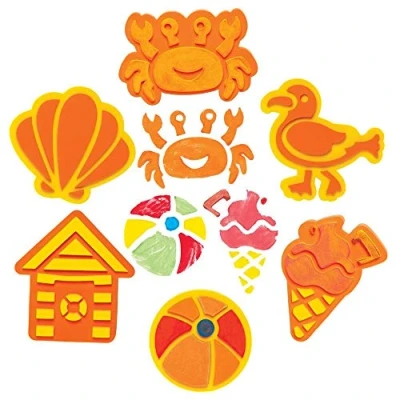 Image of Baker Ross FE306 Seaside Craft Foam Stampers Pack of 10, Stamps, Stamp Sets for Children, Ideal Kids Arts and Crafts Projects