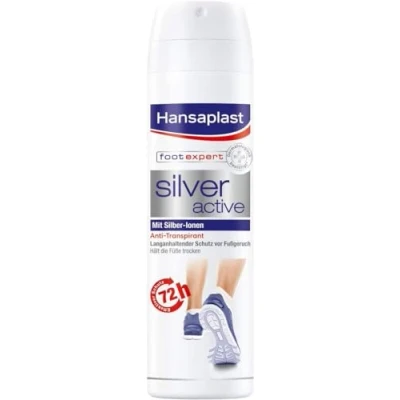 Image of Hansaplast Silver Active Foot Spray 150 ml Pack of 6 Antiperspirant with 48 Hour Protection Against Odour and Sweat, Complex Ions