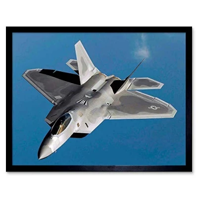 Image of Wee Blue Coo Military Air Plane Fighter Jet F22 Raptor Usaf Art Print Framed Poster Wall Decor 12X16 Inch