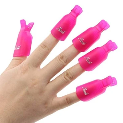 Image of IME Nail Polish Remover Clips Set, Nails Art Gel Cap Soak Off Clip UV Manicure Acrylic Wrap Tool Rose Red 10 pcs