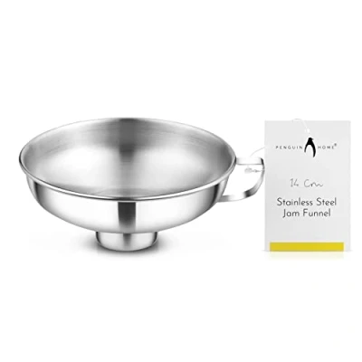 Image of Penguin Home 14cm Jam Funnel with Wide NeckStainless Steel Easy Fill for Maslin Pan/Jam Pan,Canning &amp; Preserving JarsNo Spiling Kitchen Jam, Chutney Essentials Dishwasher Safe