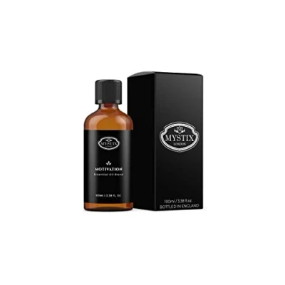 Image of Mystix London Motivation Pure &amp; Natural Essential Oil Blend 100ml For Diffusers, Aromatherapy Massage Blends Perfect as a Gift Vegan, GMO Free