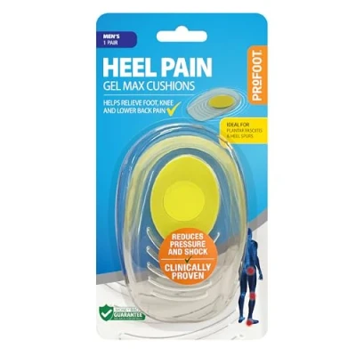 Image of Profoot Gel Max Cushions for Heel Pain Men&#039;s Pad Ideal Spur, Plantar Fasciitis, Knee &amp; Back Reduces Pressure and Absorbs Shock
