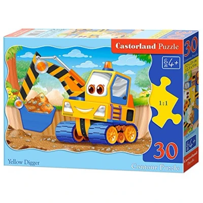 Image of Castorland B 03464 Classic Yellow Digger Contour Jigsaw Puzzle, 30 Pieces Set, Multi