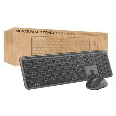 Image of Logitech Signature Slim MK950 for Business Wireless Keyboard and Mouse Combo Graphite, AZERTY French Layout