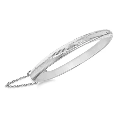 Image of Tuscany Silver Women&#039;s Sterling 5mm Small Engraved Child Bangle