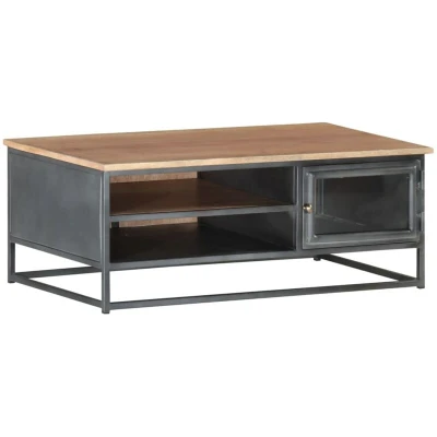 Image of vidaXL Coffee Table Grey 90x50x35 cm Solid Acacia Wood