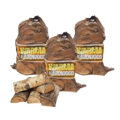 Image of Hardwood Firewood Logs 75L Kiln Dried Ready to Burn Easy for a Long Hot 3 x 25 Litre Nets Hard Wood Weekend Fires Open Fire Pits Burners Log Fireplaces