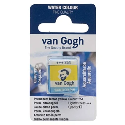 Image of Van Gogh Watercolour Paint, Half Pan, Permanent Lemon Yellow 254