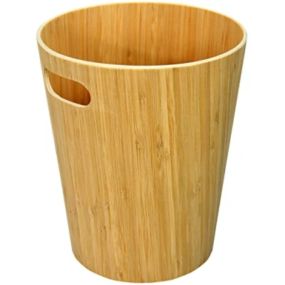 Image of Woodquail Waste Paper Bin Home Office Basket, Made of Natural Bamboo Veneer