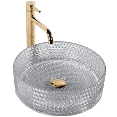 Image of REA U9615 Bathroom Sink Made of Glass Cristal 35 grey U9615, Transparent