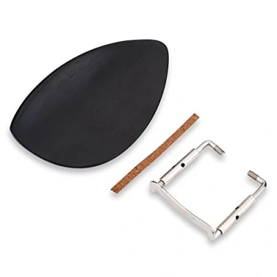 Image of Violin Chin Rest, Ebony Wood Rest with Softwood Strip &amp; Bracket Music Instrument Accessory for 4/4 Size
