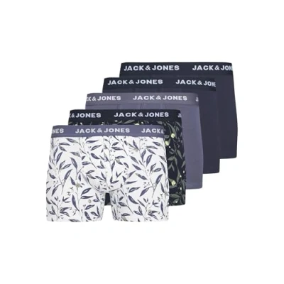 Image of JACK&amp;JONES Men&#039;s JACHARVEY Trunks 5 Pack Boxer Shorts, Night Sky/Pack:Nightshadow Blue Nightshadow Sky Sky, M