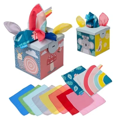 Image of Taf Toys Wonder Baby Tissue Box Toy for Infants &amp; Toddlers. Sensory Box. Tummy Time Colourful Pull Scarves Crinkling Blankies. Educational Learning Toy. Suitable 12 months +