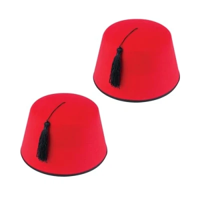 Image of Lizzy Red Fez Hat (Adult) Fancy Dress Accessory with Black Tassel Unisex for Cold WAR Russian, Turkish, Arabian, TIME Travelling Doctor (2)