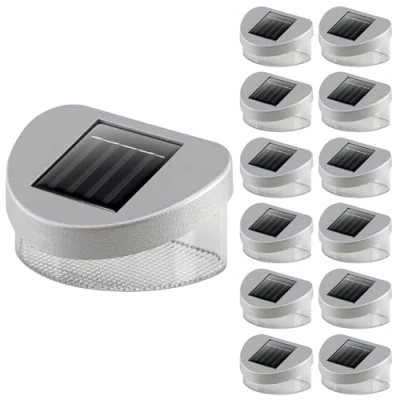 Image of GEEZY LED Solar Fence Lights Outdoor Garden Waterproof Wall Deck Patio Yard Decoration Set of 12
