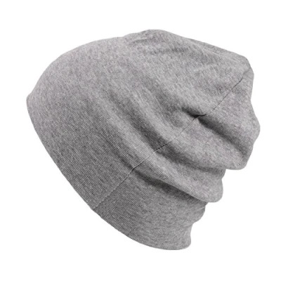 Image of Mens Organic Cotton Beanie Womens Slouchy Knit Hat Made in Japan Light Grey