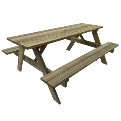 Image of BrackenStyle Tiptree 8 Seat Wooden Picnic Table with Bench Outdoor Dining for Picnic, Camping, Patio, BBQ 1.8M Length Dip Treated Pine Wood