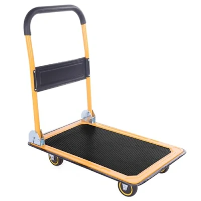 Image of MaxWorks 80876 Foldable Platform Truck Push Dolly 330 lb. Weight Capacity Black and Yellow 28.75&quot; x 18.75&quot; 33&quot;