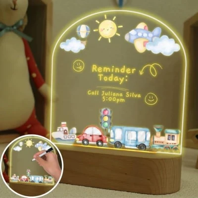 Image of uniqicon Personalised Baby Boy Gifts, Acrylic Led Night Light for Bedrooms, Desk Lamp with Dry Erase Board, Childrens Lights Bedroom