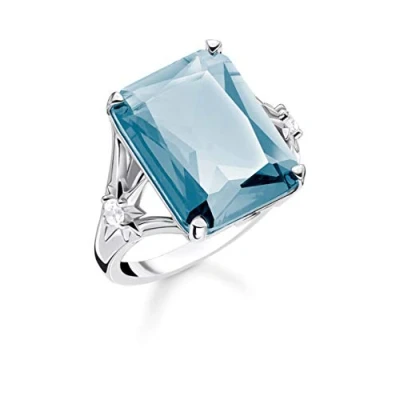 Image of Thomas Sabo Women Ring Blue Stone Star 925 Sterling Silver TR2261 644 31