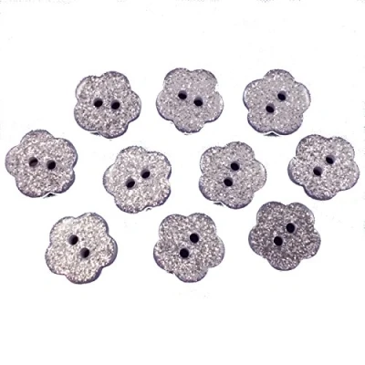 Image of Colour Glitter Flower Shape Buttons 10mm Pack of 10 (Lilac)