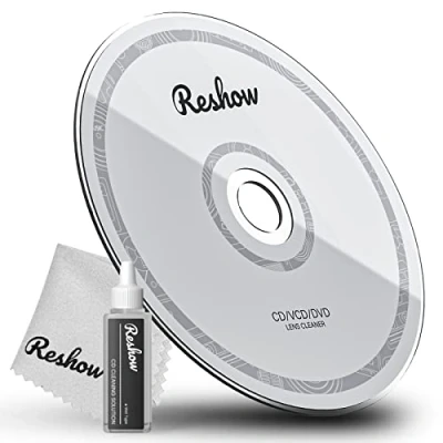 Image of Reshow CD Player Cleaner, Laser Lens Cleaning Disc Set for CD/VCD/DVD Player, Included Microfiber Cloth, and Solution