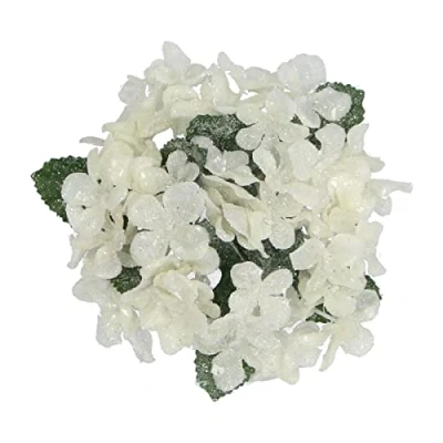 Image of Gisela Graham Christmas Decoration Candle Ring Small White Fabric Hydrangea