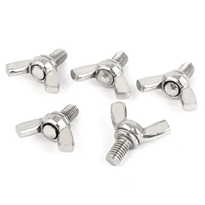 Image of Sourcingmap M6 x 10mm 1mm Pitch 304 Stainless Steel Wing Bolt Butterfly Screw Silver Tone 5pcs