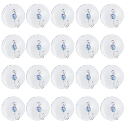 Image of TRIXES Suction Cups x20 Clear Plastic with Hooks Window Decoration Cabinet Sucker Ideal for Hanging Christmas Decorations Fairy Light