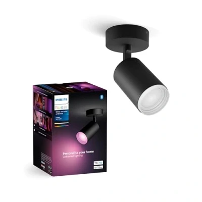 Image of Philips Hue White &amp; Color Ambiance Fugato Spot 1 FLG. Black 1x350lm, dimmable, 16 Million Colours, app controllable, Compatible with Amazon Alexa (Echo, Echo Dot)