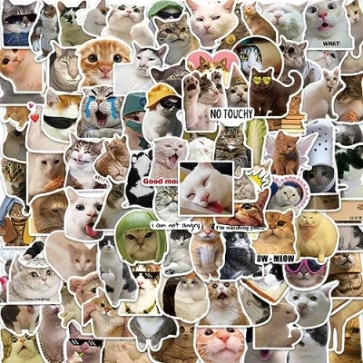 Image of Funny Influencer Meme Cat Stickers Pack 100 Pcs Sticker Waterproof Cool Graffiti Vinyl Decals for Laptop Water Bottle Skateboard Phone Calendar Planner Luggage,Vinyl Mom