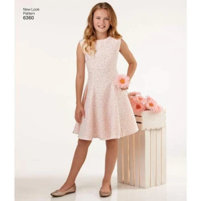 Image of New Look Sewing Pattern 6360: Girls Tweens Dress, Size A, A (8 10 12 14 16)