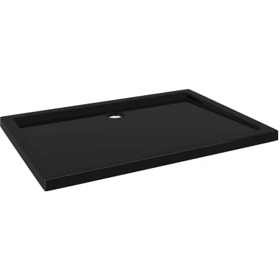 Image of vidaXL Rectangular ABS Shower Base Tray in Black Durable, High Gloss Finish Low Threshold, Easy Entry Compatible with Collection Standard Drain Opening