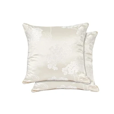 Image of Emma Barclay Blossom Jacquard Cushion Cover in Cream 17x17 (43x43cm)