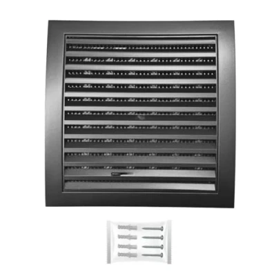 Image of H&amp;C Vent Anthracite Ventilation Grille with Connector, Slider, Insect Protection 7,5 x 7,5Inch / 190 190mm │ Cover Extractor Air Covers Inside Outside Pipe Wall Door Window