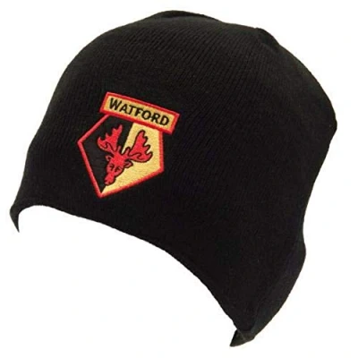 Image of Watford Fc Black Beanie Knitted Winter Hat Adults One Size
