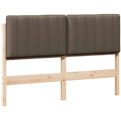 Image of vidaXL Upholstered Headboard Brown and Taupe 140 cm Solid Pine Wood
