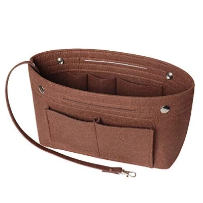 Image of Soyizom Purse Organiser Insert for Tote Bag, Bag in with Keychain Speedy Neverfull, 8 Colors（Coffee,Small）