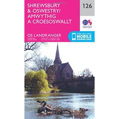 Image of Landranger 126 Shrewsbury &amp; Oswestry Map With Digital Version