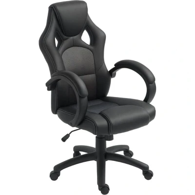 Image of Vinsetto Executive Racing Swivel Gaming Office Chair PU Leather Computer Desk Grey