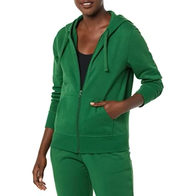 Image of Amazon Essentials Women&#039;s French Terry Fleece Full Zip Hoodie (Available in Plus Size), Green, L