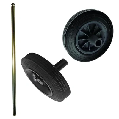 Image of STAR SUPPLIES Heavy Duty Solid Axle &amp; Rubber Wheels With Nose Collar Replacement Kit For Wheelie Bins (2 Axle)