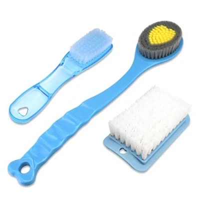 Image of QiCheng&amp;LYS Shower Brush Back Scrubber Hand Long Handle Bath Shoe Laundry Brush, Board (Blue and 2PCS)